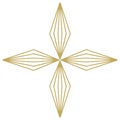 Christmas Star abstract outline vector in Gold. Isolated Background.