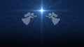 Christmas star and angels, Nativity of Jesus Christ. Background of the beautiful dark blue starry sky and bright star Royalty Free Stock Photo