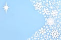 Christmas Star of Bethlehem and Snowflake Blue Background Royalty Free Stock Photo