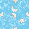 Christmas star and crescent cookies seamless vector pattern Royalty Free Stock Photo