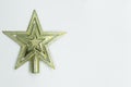 Christmas star decoration on white background. Top view with copy space for text Royalty Free Stock Photo