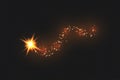 Christmas star in the form of a comet on a dark background. Royalty Free Stock Photo