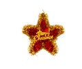 Christmas star with Golden tinsel with the Merry Christmas inscription