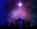 Christmas star on the hut of Jesus Christ on space background Royalty Free Stock Photo