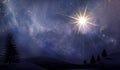 Christmas star in the night sky among clouds and stars Royalty Free Stock Photo