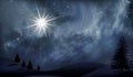 Christmas star in the night sky among clouds and stars Royalty Free Stock Photo