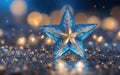 Christmas star on shiny bokeh background. 3D illustration. Royalty Free Stock Photo