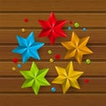 Christmas starry decorations on wood