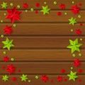 Christmas starry decorations on wood