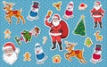 Christmas sticker. Set of different sticker for christmas. New Year. Different new year characters. Colorful cartoon sticker