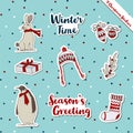 Christmas stickers-bunny-penguin warm wish gifts theme