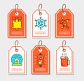 Christmas stickers set with flat icons. Royalty Free Stock Photo