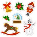 Christmas stickers set on white background.