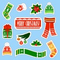 Christmas stickers set. Winter kids stuff stickers set