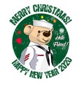 Christmas stickers with a teddy bear. Royalty Free Stock Photo