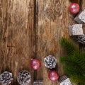 Christmas still life with balls and cones Royalty Free Stock Photo