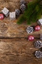 Christmas still life with balls and cones Royalty Free Stock Photo