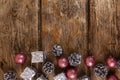 Christmas still life with balls and cones Royalty Free Stock Photo