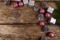 Christmas still life with balls and cones Royalty Free Stock Photo