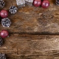 Christmas still life with balls and cones Royalty Free Stock Photo