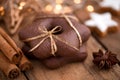 Christmas still life with gingerbread stars and spices