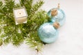 Christmas still life has the burning candle. Royalty Free Stock Photo