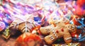 Christmas still life. homemade ginger biscuits, cane candy, on a Royalty Free Stock Photo