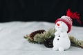 A christmas still life pictre on a grey table cloth