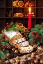 Christmas still life with raisins cake Royalty Free Stock Photo