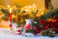 Christmas still life in the Russian style with the national dishes (Dymovskiy) Royalty Free Stock Photo