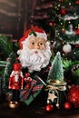 Christmas still life with Santa Claus head decor and nutcracker Royalty Free Stock Photo