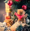 Christmas still life with teddy bear Royalty Free Stock Photo