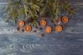 Christmas still life with traditional gingerbread cookies on woo Royalty Free Stock Photo