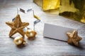 Christmas still life on wood, place card, copy space Royalty Free Stock Photo