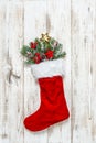 Christmas stocking decoration pine branches Royalty Free Stock Photo
