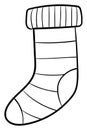 Christmas Stocking Icon in White and Black Colours. Vector Xmas Stocking