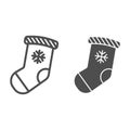 Christmas stocking line and glyph icon. Stuffer sock vector illustration isolated on white. Christmas gift outline style Royalty Free Stock Photo