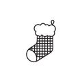 Christmas stocking line icon, new year and merry christmas, xmas sock icon, gift stocking graphics, editable stroke outline sign