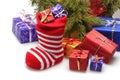 Christmas stocking and presents Royalty Free Stock Photo