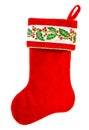 Christmas stocking Red sock gifts isolated white background Royalty Free Stock Photo