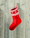 Christmas stocking. red sock with snowflakes for gifts Royalty Free Stock Photo