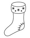 Christmas stocking. Sketch. Vector illustration. Doodle style. Coloring book for children. A boot for hiding a gift.