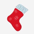 Christmas stocking on white background, vector Royalty Free Stock Photo