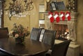 Christmas stockings on fireplace mantel