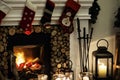 Christmas stockings hanging by the chimney Royalty Free Stock Photo