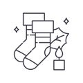 Christmas stockings icon, linear isolated illustration, thin line vector, web design sign, outline concept symbol with