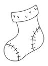 Christmas stockings outline. Xmas sock vector illustration isolated on white background. Vector illustration isolated on white