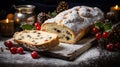 Christmas stollen close up