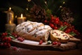 Christmas stollen with winter holidays decoration
