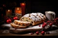 Christmas stollen with winter holidays decoration